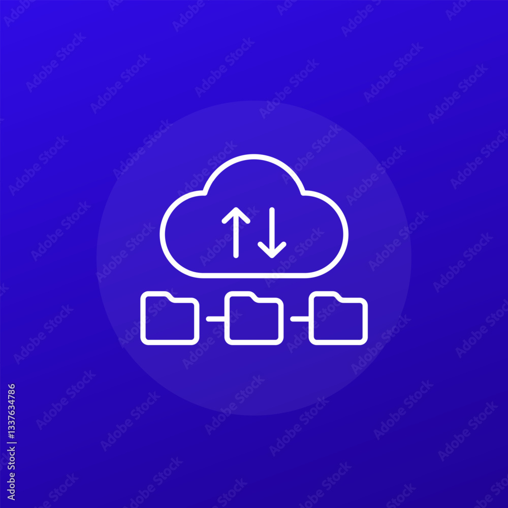 file folders with cloud line icon, vector file folders with cloud line icon, vector