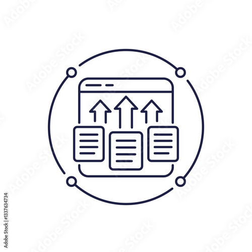 export data icon with documents in line design