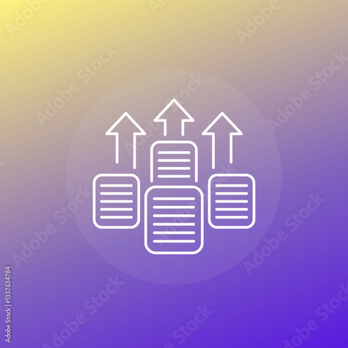 export data icon with documents, line vector