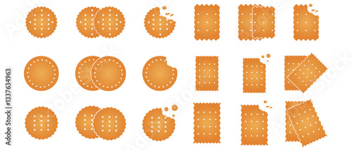 set of biscuit icon. biscuit on white background.