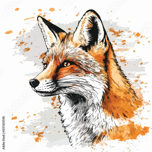 Elegant Red Fox Vulpa Design Vector Illustration for Zoology