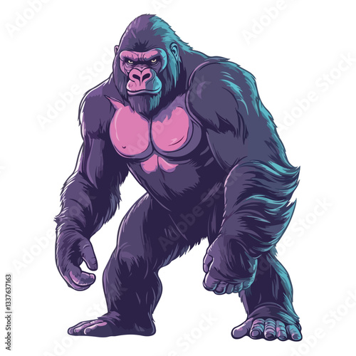 Majestic Wild Gorilla Full Body Vector Illustration