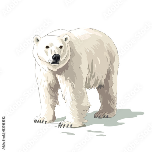Wild Polar Bear Full Body Vector Illustration