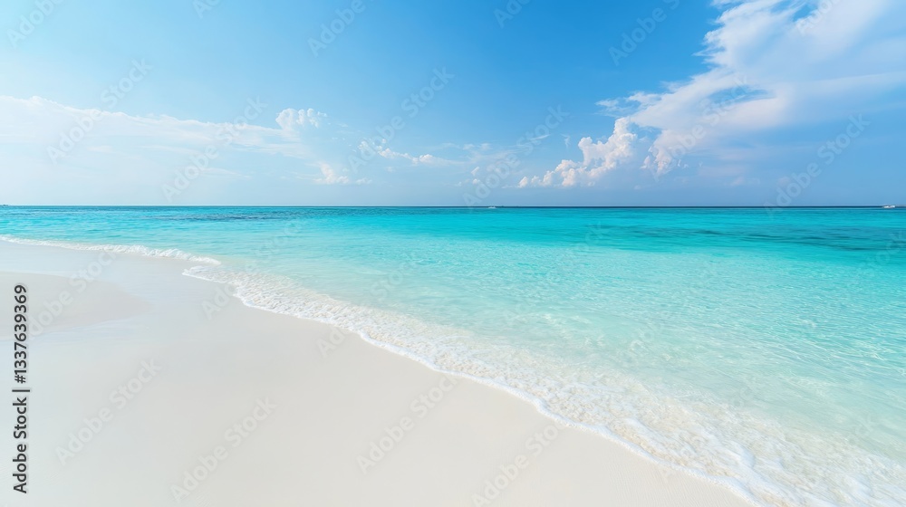 Fototapeta premium White sand beach and turquoise water. Travel background