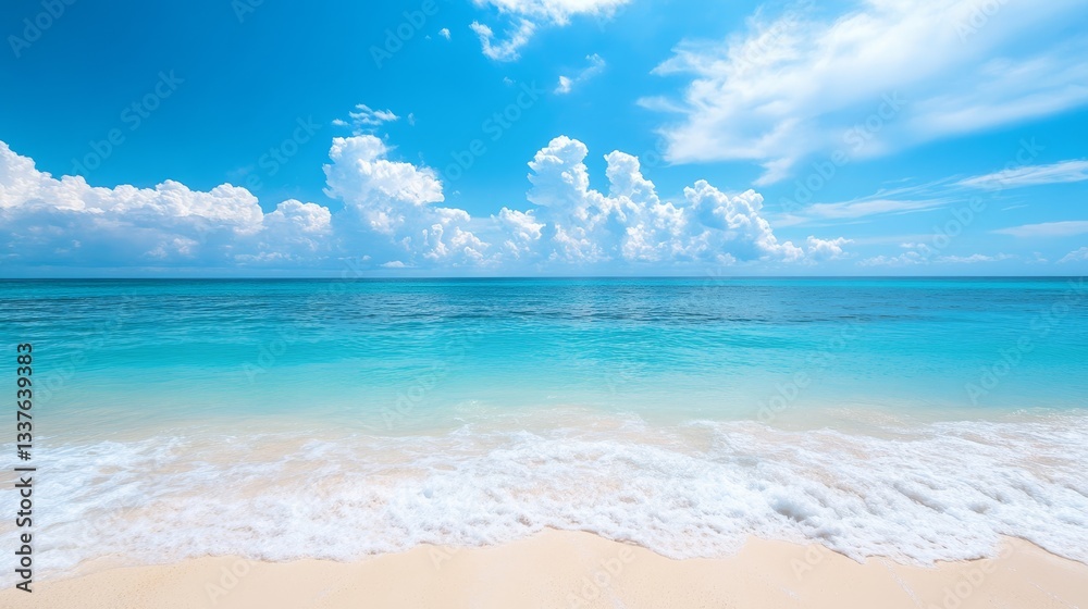 Fototapeta premium White sand beach and turquoise water. Travel background