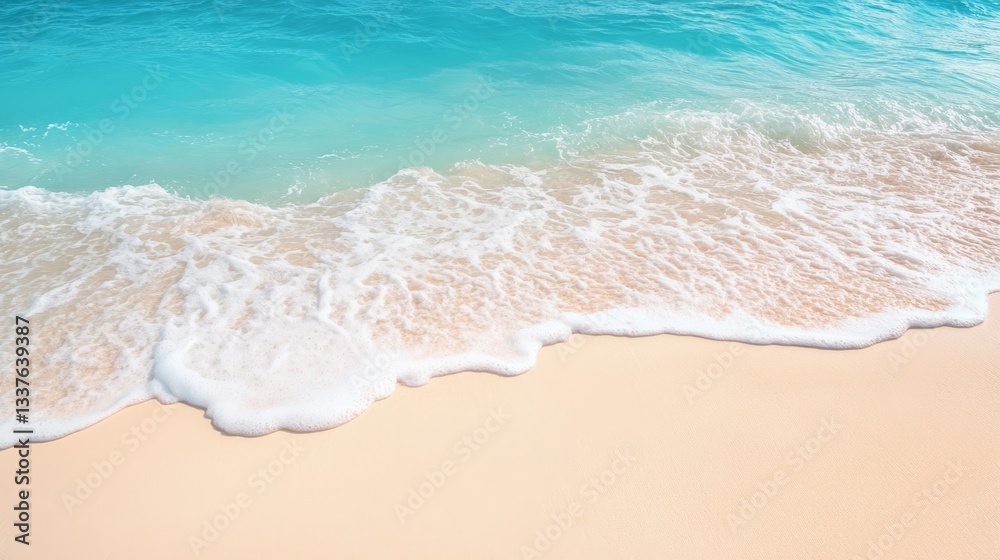 Obraz premium White sand beach and turquoise water. Travel background