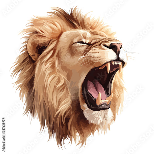 Wild Roaring Lion Head Vector Illustration