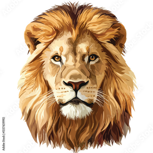 Wild Roaring Lion Head Vector Illustration