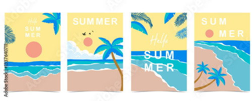 summer landscape background with beach and sand  for vertical design