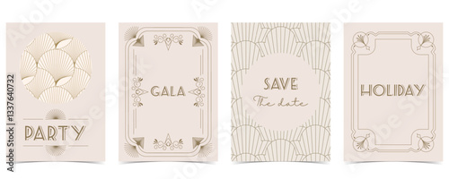 Abstract vintage art deco template for a4 vertical design