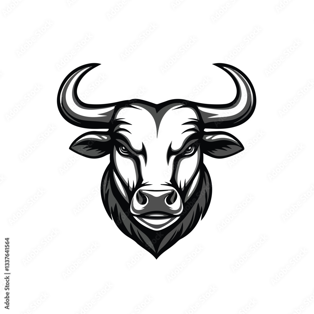 Naklejka premium Wild Strong Animal Bull Head Mascot Design for Marketing Materials