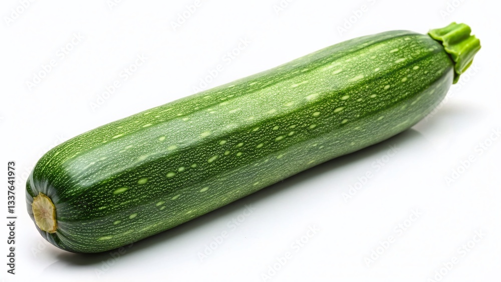 Fresh Green Zucchini Isolated on White Background - Perfect for Culinary Recipes Fresh Green Zucchini Isolated on White Background - Perfect for Culinary Recipes