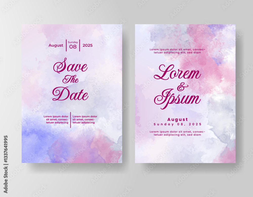 Wedding invitation with abstract splash watercolor Wedding invitation with abstract splash watercolor