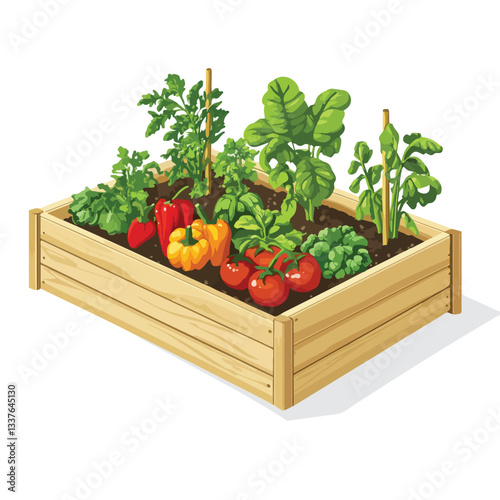 Organic Wooden Raised Bed Vegetable Garden