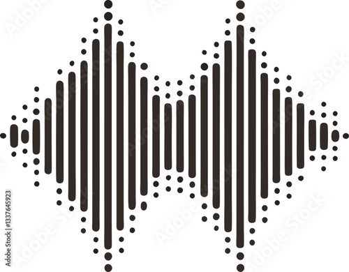 Black Halftone Sound Waves – Audio Waveform Vector Illustration