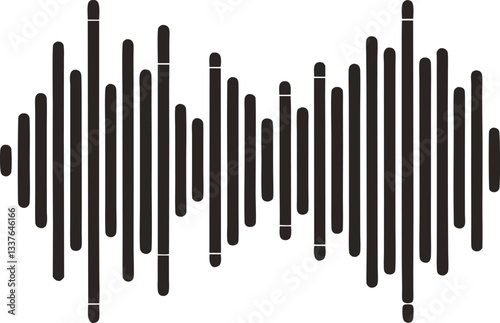 Black Halftone Sound Waves – Audio Waveform Vector Illustration