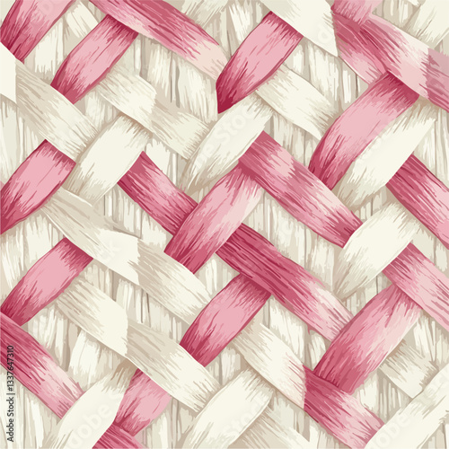 Elegant Pink and Cream Embroidery Thread Woven Pattern Design