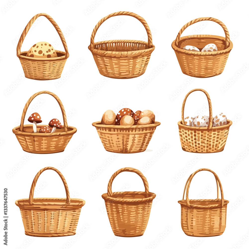 Rustic Wicker Basket Set - Versatile and Stylish Collection for Home Rustic Wicker Basket Set - Versatile and Stylish Collection for Home