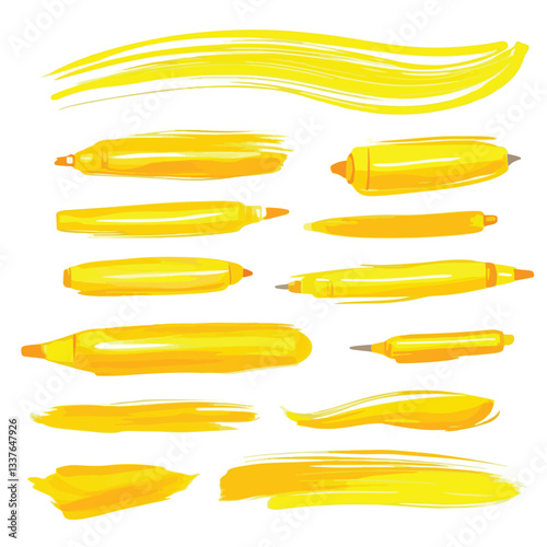 Yellow Highlighter Pen with Highlighted Lines on Paper
