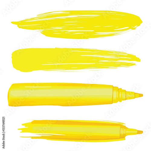 Yellow Highlighter Pen with Highlighted Lines on Paper