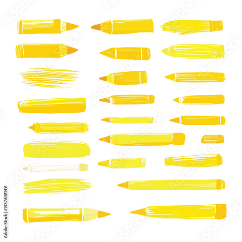 Vibrant Yellow Highlighter Elements for Professional Use