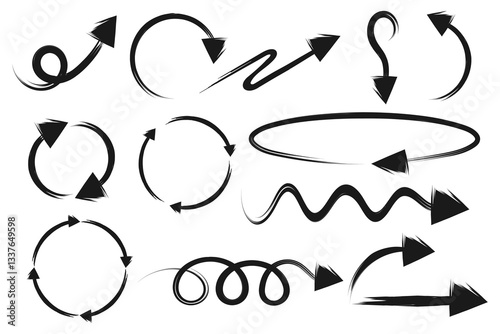 Arrow symbol with brush texture. Vector illustration.