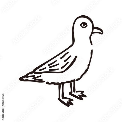 Seagull icon, Vector hand drawn sketched design element.