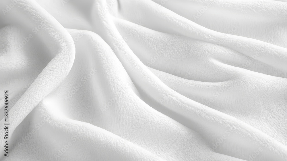 Obraz premium White faux fur with soft wavy texture. Faux fur background