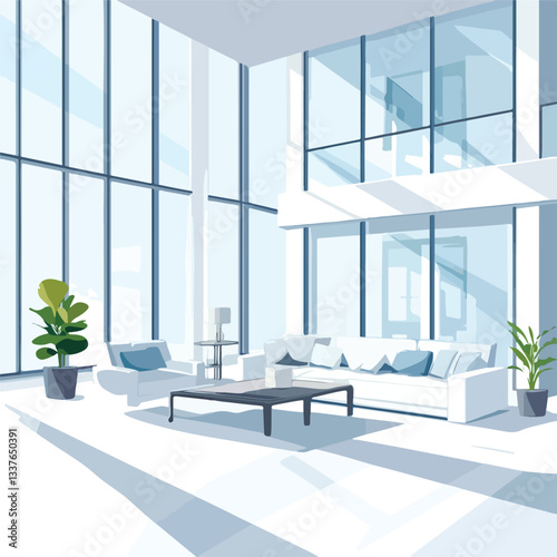Modern High Penthouse Living Room Zoom Background