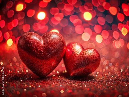 Glowing Red Heart Macro Valentine's Day Greeting Stock Photo