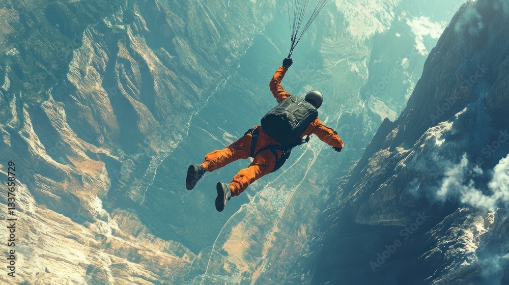 Daredevil soars through alpine heights, a testament to courage and freedom Daredevil soars through alpine heights, a testament to courage and freedom