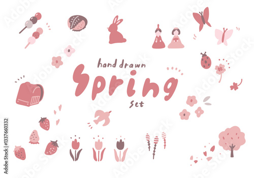 くすみカラーの春のアイコンセット