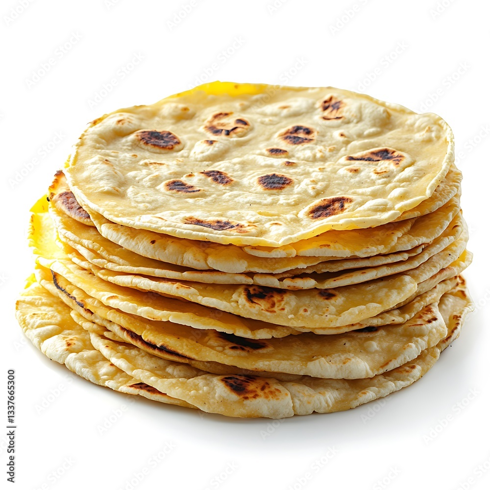 Stack of tortillas isolated on a white background, Stack of tortillas isolated on a white background,