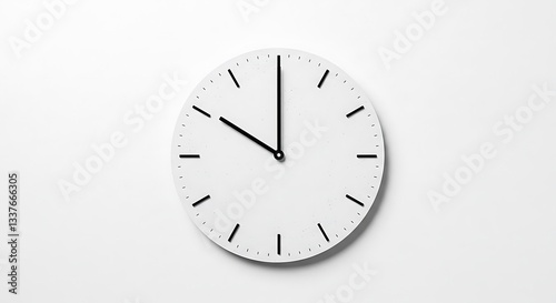 Wallpaper Mural Clock on White Wall Showing Ten O'clock, Time Management Concept Torontodigital.ca