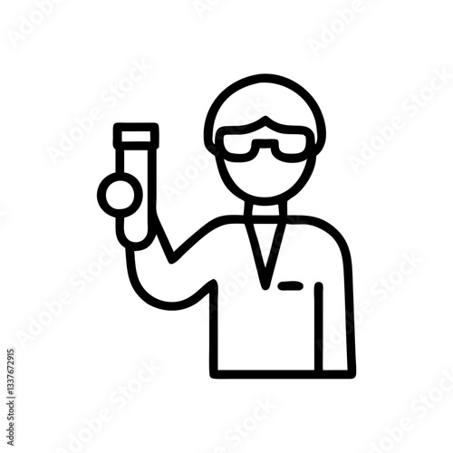 Scientist holding test tube, laboratory research icon
