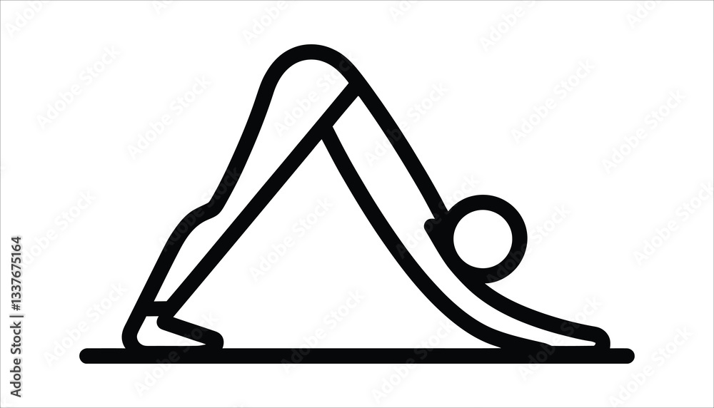 Yoga Pose Stick Figure Icon. Child’s Pose, Minimalist Black Vector Illustration for Meditation and Wellness. Yoga Pose Stick Figure Icon. Child’s Pose, Minimalist Black Vector Illustration for Meditation and Wellness.