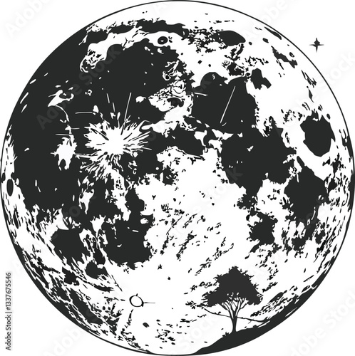  Full Moon Vector – High-Resolution Lunar Illustration