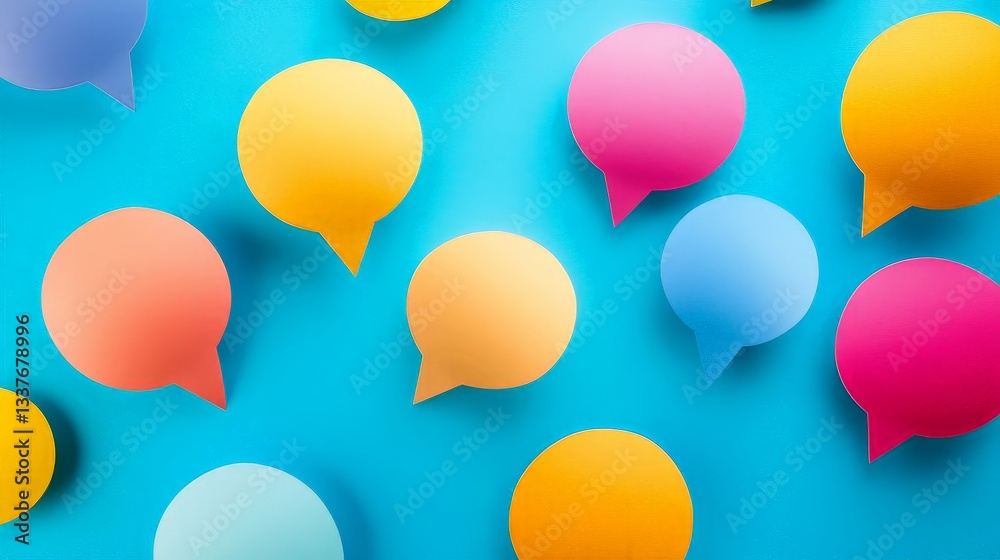 Vibrant Speech Bubbles on a Blue Background Vibrant Speech Bubbles on a Blue Background