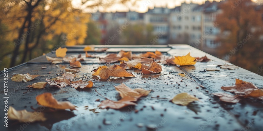 Autumn Leaves on a Wet Rooftop Autumn Leaves on a Wet Rooftop