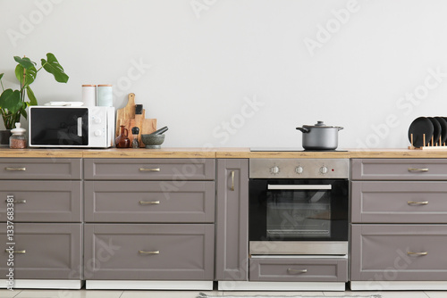 Interior of kitchen with gr...