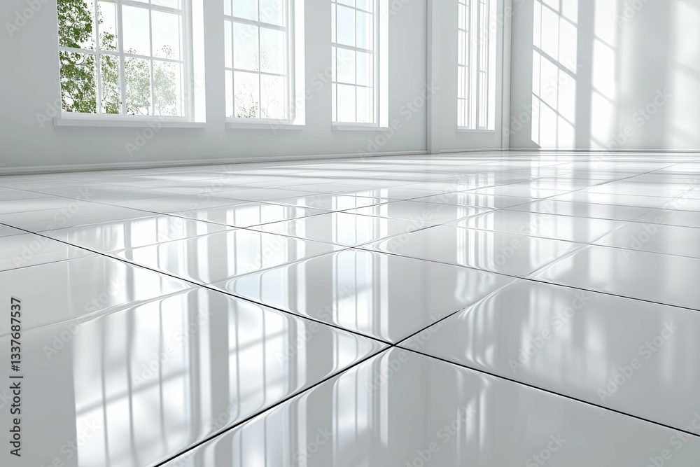 Fototapeta premium A bright airy room with multiple large window frames