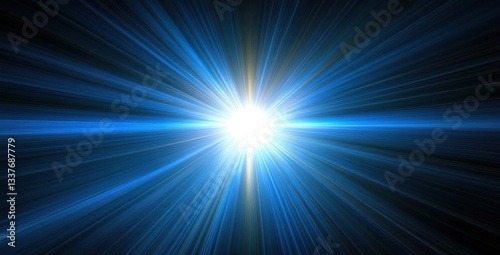A bright blue light with a white dot in the middle