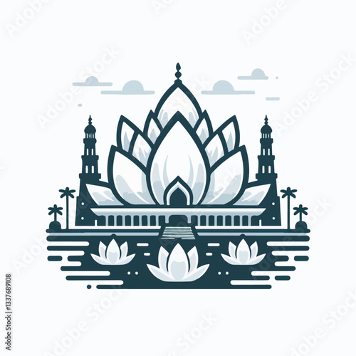 lotus temple vector illustration