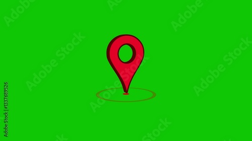 3D Pin Map Location Icon Animation on Green Screen
