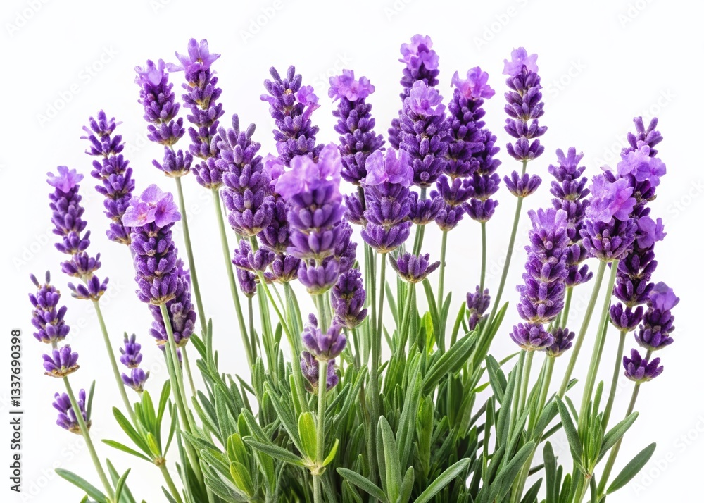 Fototapeta premium Lush Lavender Plant Isolated on White Background - Perfect for Design Projects