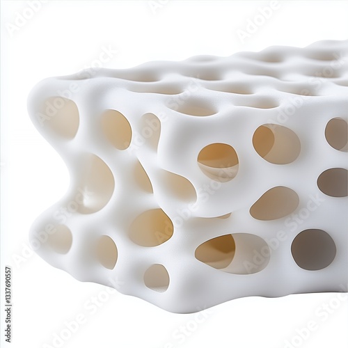 Intricate Porous Structure of a White Three Dimensional Object, Generative AI.