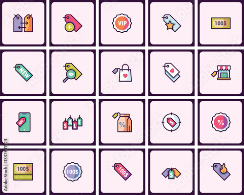 Collection of commerce icon design with a shopping and sales theme concept