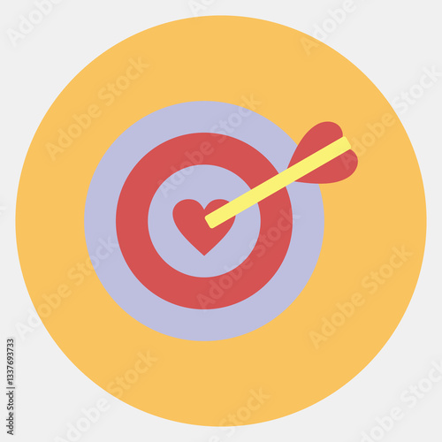 Icon love target. Valentine day celebration elements. Icons in color mate style. Good for prints, posters, logo, party decoration, greeting card, etc.