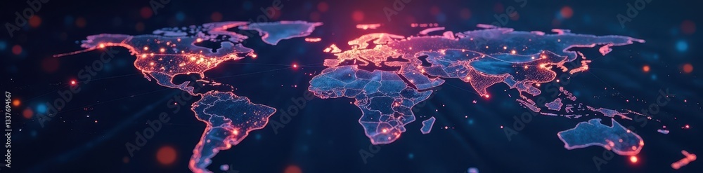 Fototapeta premium Complex interconnected lines and points depicting worldwide connectivity , lines, global