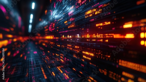 A computer generated image of a bright light in a dark background